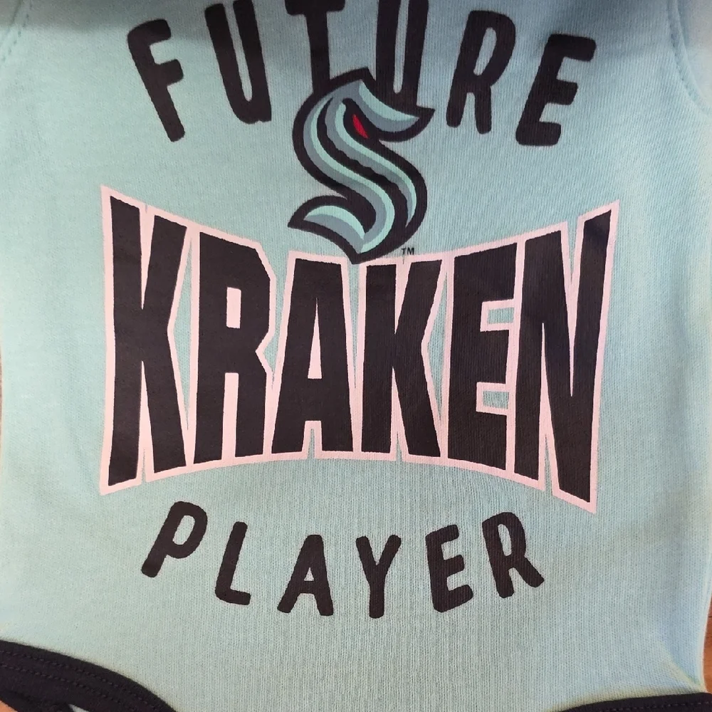 Seattle Kraken Size 0-3 Months NHL Hockey Baby 3 Pack Short Sleeve Bodysuits NEW